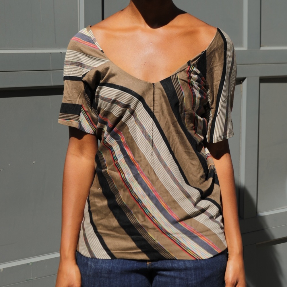 Balenciaga Multicolor Striped Short Sleeve Top
